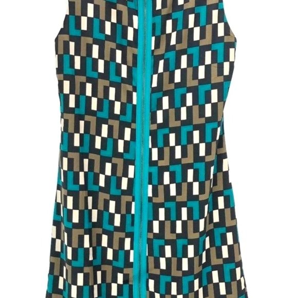 Geometric Mod Back Zipper | Retro Sleeveless Shift Dress | Abstract | Halloween - Picture 4 of 4